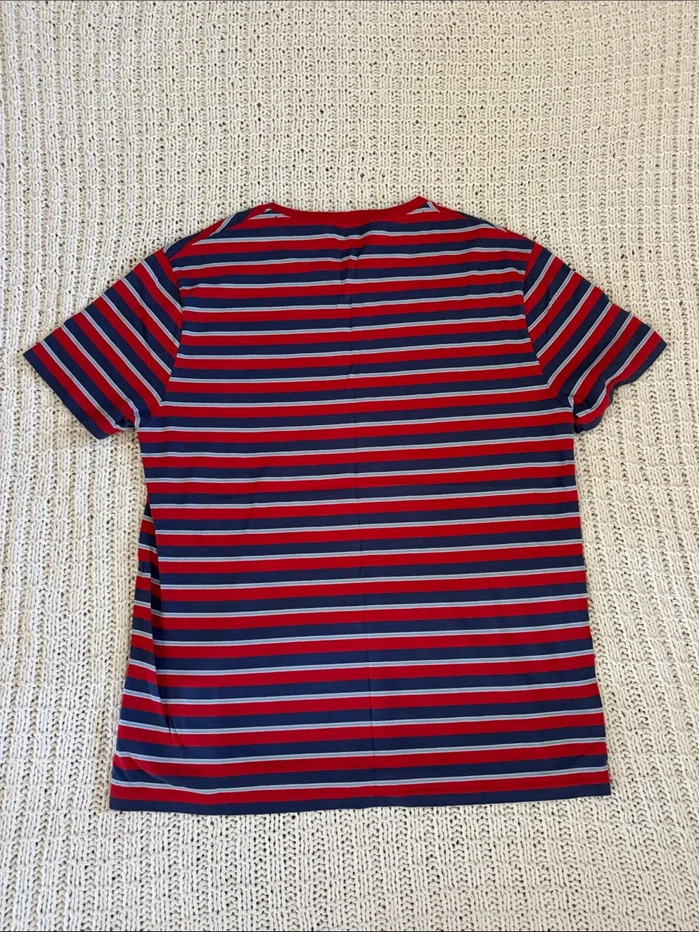 Polo by Ralph Lauren Red, Navy & White Striped Crew Neck Tee